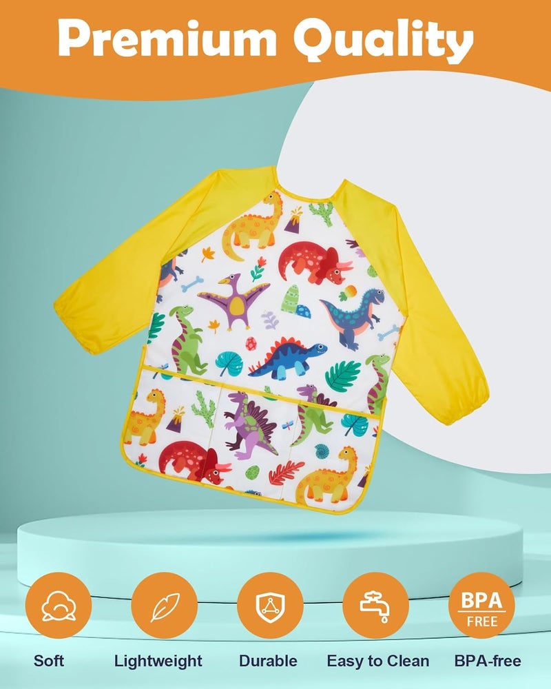 Lictin 2 Pack Kids Art Smocks,Toddler Smock,Waterproof Artist Painting Aprons for Children - Image 3